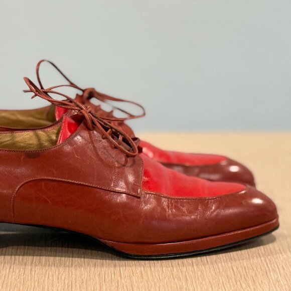 HERMÈS Paris Vintage Burgundy & Cherry Red Leather Shoes Size EU 39 US 8.5 - Picture 4 of 10